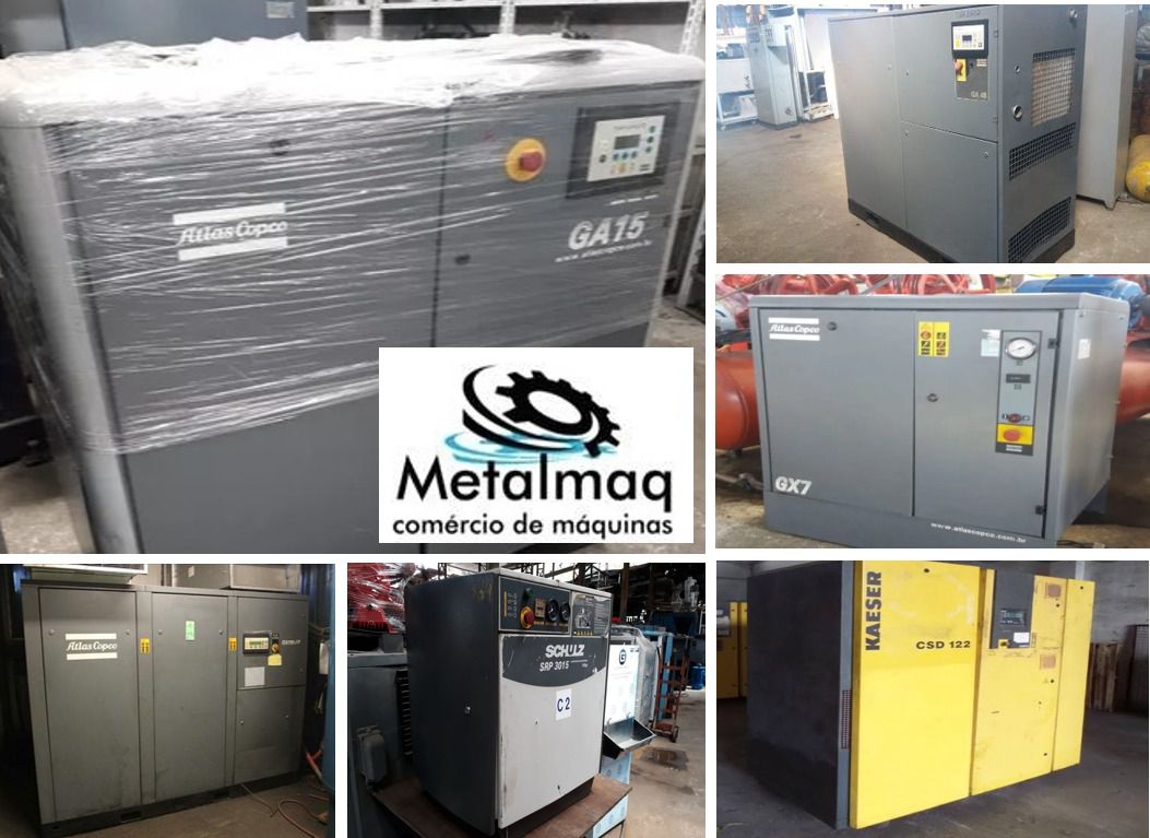 Compressor parafuso 240 pés 60cv Ga37 atlas schz usado C2500